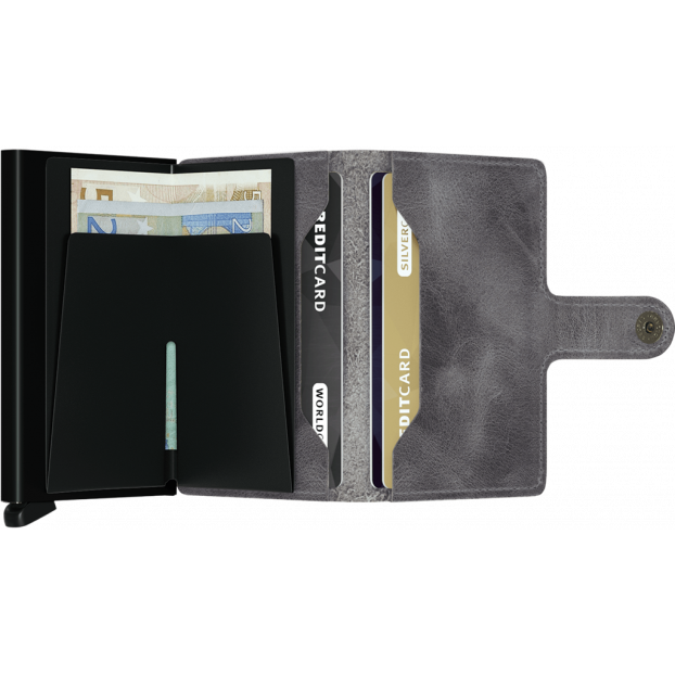 Secrid MV - CUIR DE VACHETTE - GREY/BLA secrid miniwallet vintage porte cartes Porte-cartes