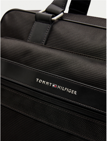 Tommy Hilfiger M07479 - POLYESTER RECYCLÉ - NOI sacoche ordinateur logo metal Porte-documents