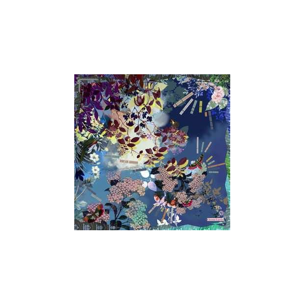 La Seta Mantero 2768JT119 - SOIE - BLUE - 3 lacroix foulard en mon jardin Foulards/Etoles