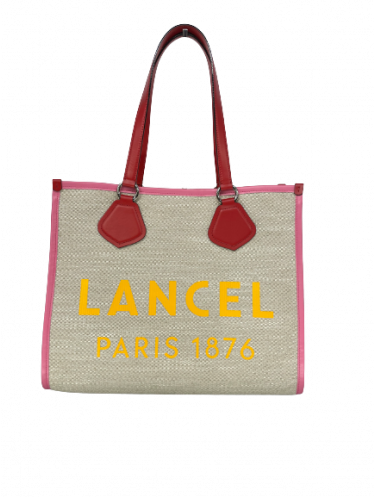 Lancel A10749 - TOILE ET CUIR - NA/ROU/ Lancel summer cabas L shopping