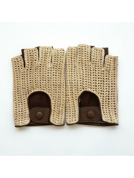 Poujade 702F - AGNEAU/COTON - HAVANE poujade-mitaine crochet-gants femme Gants