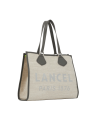 Lancel A10749 - TOILE ET CUIR - NTUREL/ lancel summer tote cabas large shopping