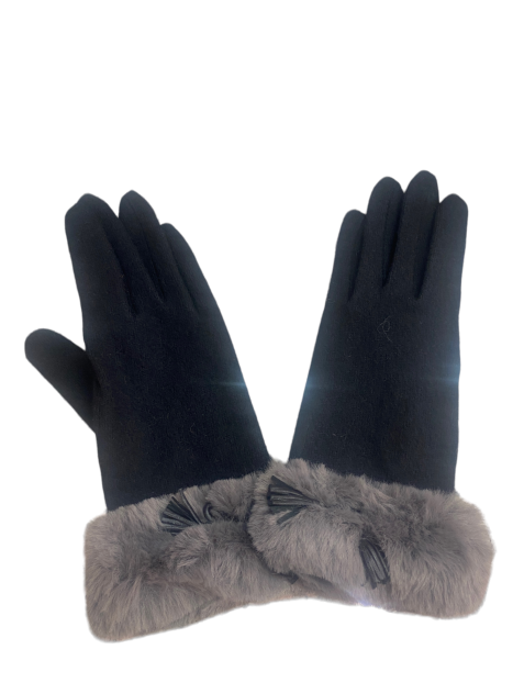 Glove Story 31168NF - POLYURÉTHANE - NOIR -  glove story-gants laine-manchette Gants